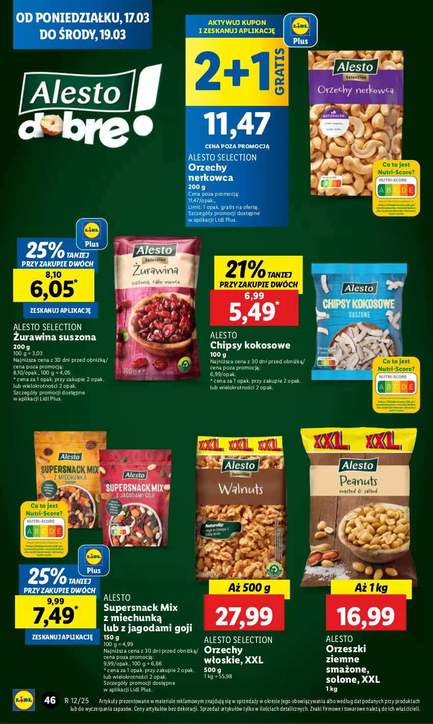 Gazetka promocyjna Lidl - GAZETKA - ważna 17.03 do 19.03.2025 - strona 46 - produkty: Chipsy, Gra, Kokos, Orzechy włoskie, Orzeszki, Orzeszki ziemne