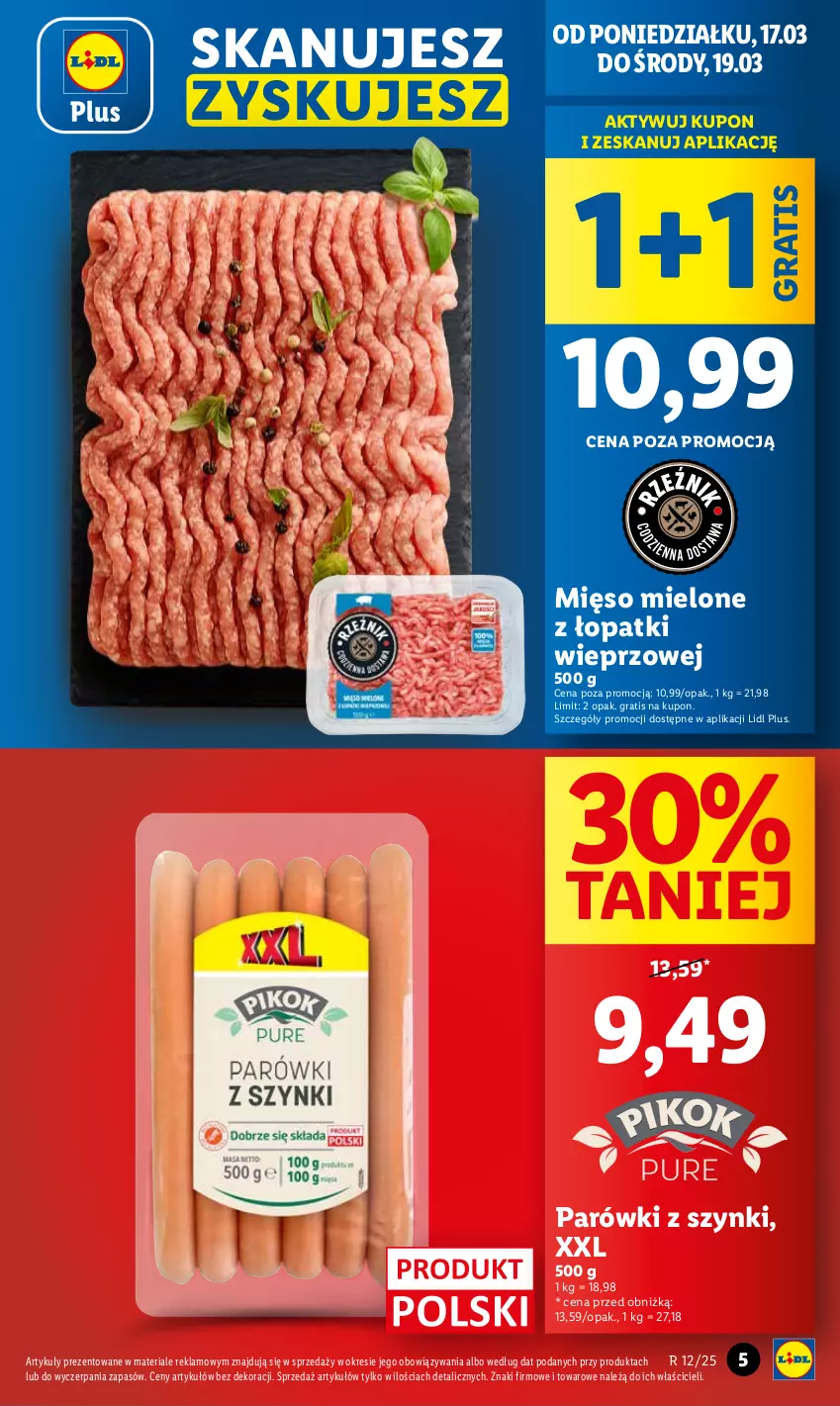 Gazetka promocyjna Lidl - GAZETKA - ważna 17.03 do 19.03.2025 - strona 5 - produkty: Gra, Mięso, Mięso mielone, Mięso mielone z łopatki wieprzowej, Parówki, Parówki z szynki