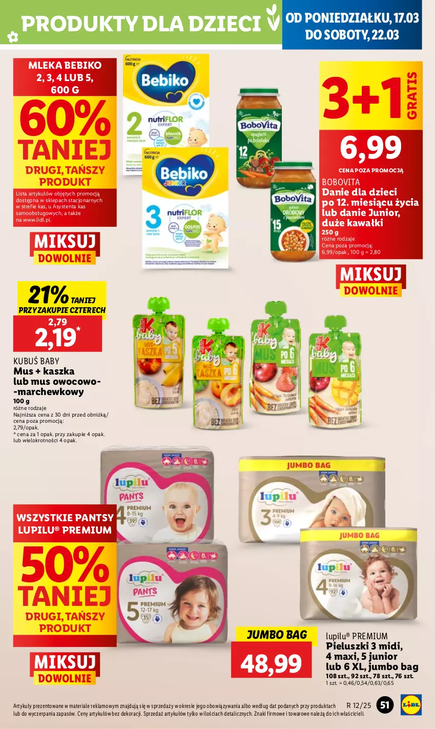 Gazetka promocyjna Lidl - GAZETKA - ważna 17.03 do 19.03.2025 - strona 53 - produkty: Bebiko, BoboVita, Danie dla dzieci, Dzieci, Gra, Kawa, Kubuś, Mus, O Bag