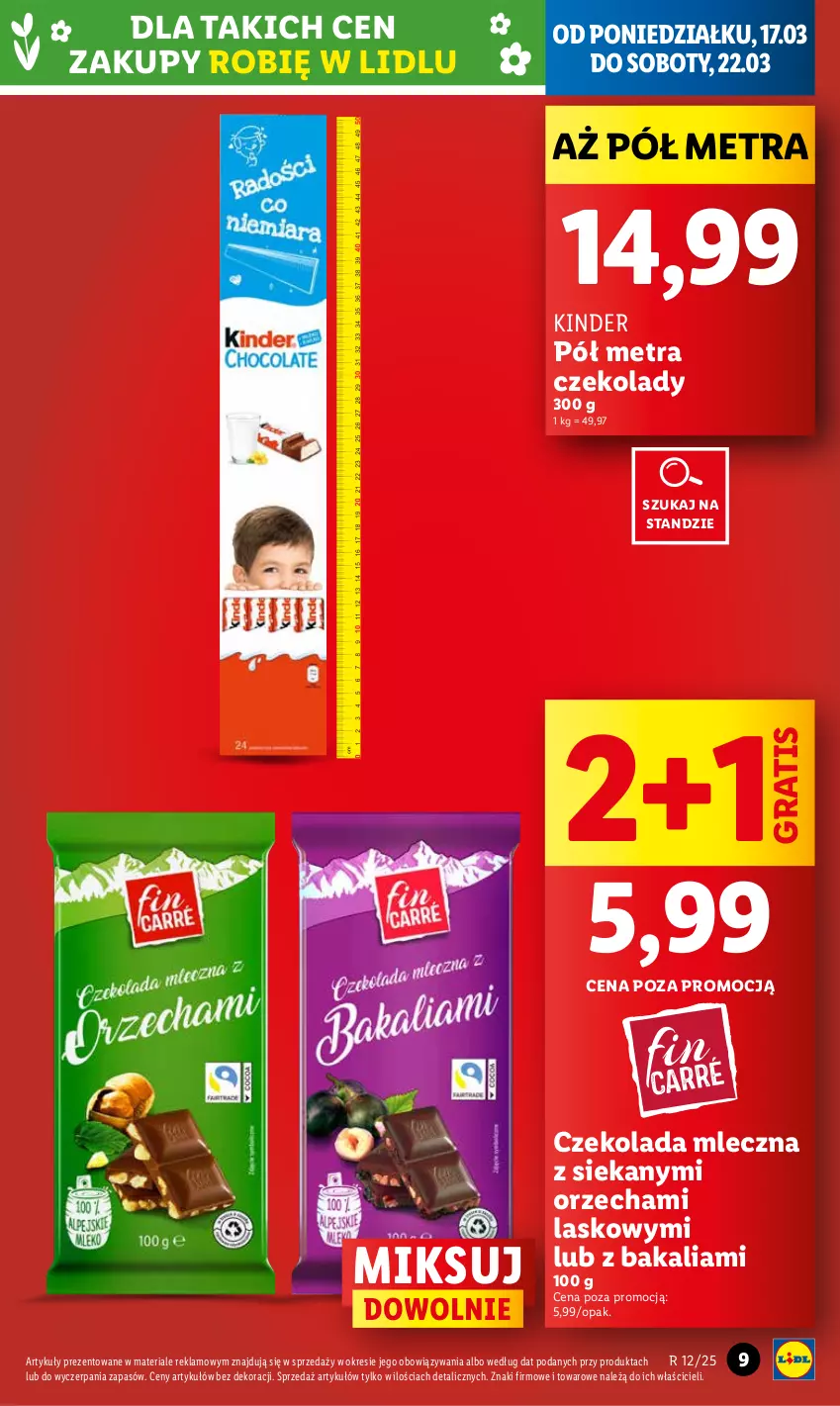 Gazetka promocyjna Lidl - GAZETKA - ważna 17.03 do 19.03.2025 - strona 9 - produkty: Czekolada, Czekolada mleczna, Gra, Kinder