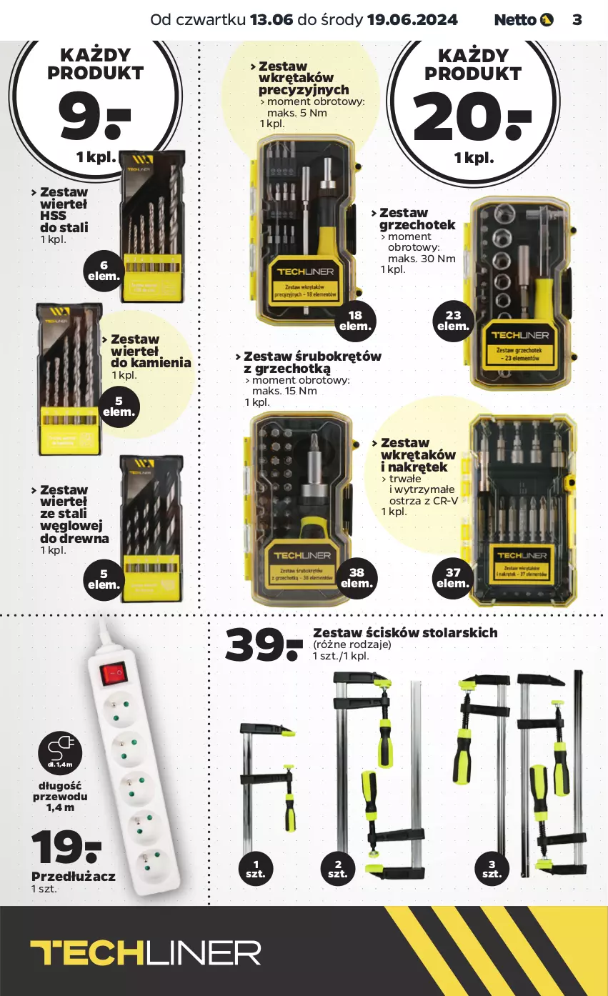 Gazetka promocyjna Netto - Od Czwartku Przemysłowa - ważna 13.06 do 19.06.2024 - strona 3 - produkty: Wkręt, Zestaw wierteł, Zestaw wkrętaków