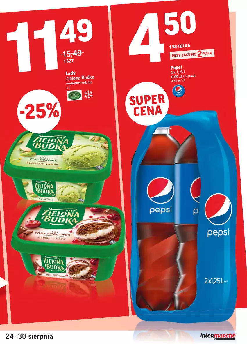 Gazetka promocyjna Intermarche - Gazetka promocyjna - ważna 24.08 do 30.08.2021 - strona 9 - produkty: Lody, Pepsi, Zielona Budka