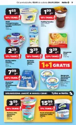 Gazetka promocyjna Netto - Artykuły spożywcze - Gazetka - ważna od 20.01 do 20.01.2024 - strona 9 - produkty: Ser, Maślanka, Serek homogenizowany, Serek, Margaryna, Pudding, Danio, Kasia