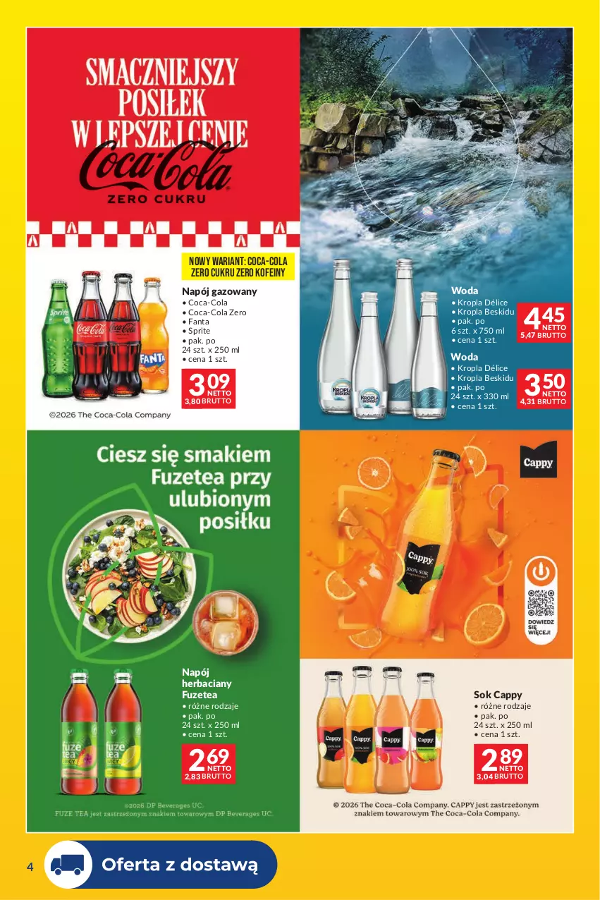Gazetka promocyjna Makro - Dostawy dla gastronomii - ważna 01.09 do 30.09.2026 - strona 4 - produkty: Cappy, Coca-Cola, Fa, Fanta, Napój, Napój gazowany, Sok, Sprite, Woda