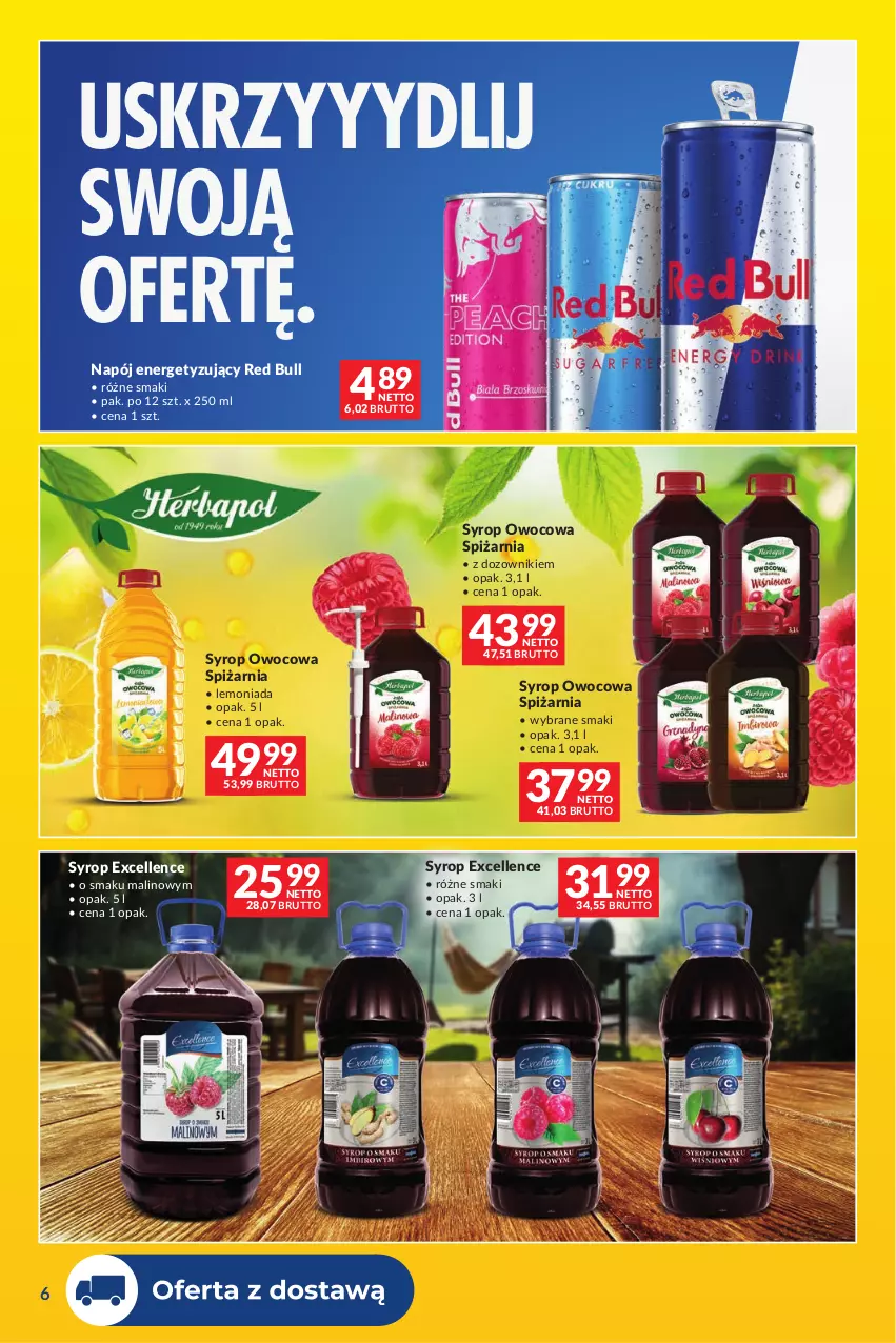 Gazetka promocyjna Makro - Dostawy dla gastronomii - ważna 01.09 do 30.09.2026 - strona 6 - produkty: Dozownik, Lemoniada, Napój, Red Bull, Syrop