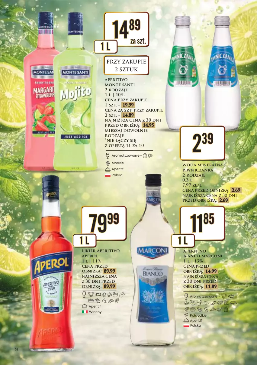Gazetka promocyjna Dino - Katalog alkoholowy / marzec-kwiecień 2026 - ważna 30.03 do 08.04.2026 - strona 25 - produkty: Aperol, Likier, Monte, Monte Santi, Woda, Woda mineralna