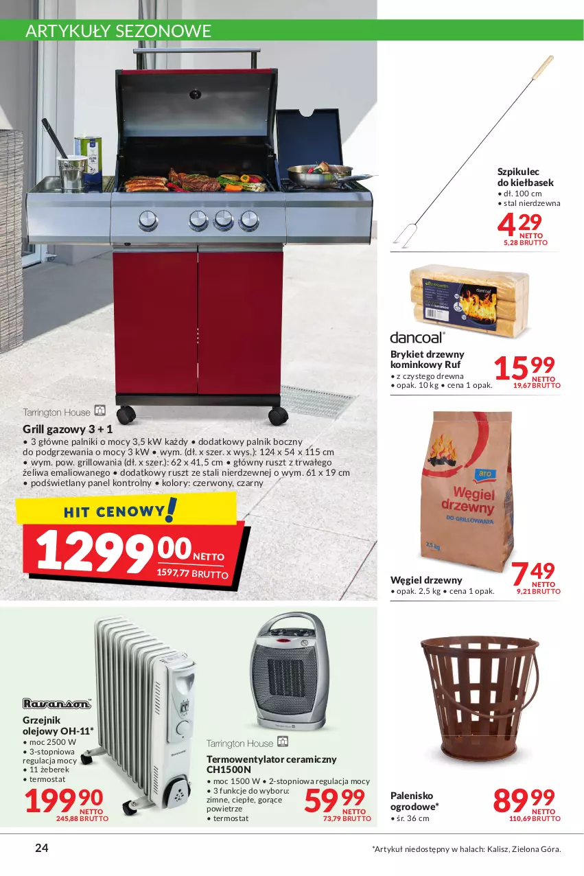 Gazetka promocyjna Makro - [Oferta promocyjna] Artykuły spożywcze i przemysłowe - ważna 25.01 do 07.02.2022 - strona 24 - produkty: Brykiet drzewny, Grill, Grill gazowy, Grzejnik, Olej, Palenisko, Termos, Termowentylator, Top, Węgiel drzewny