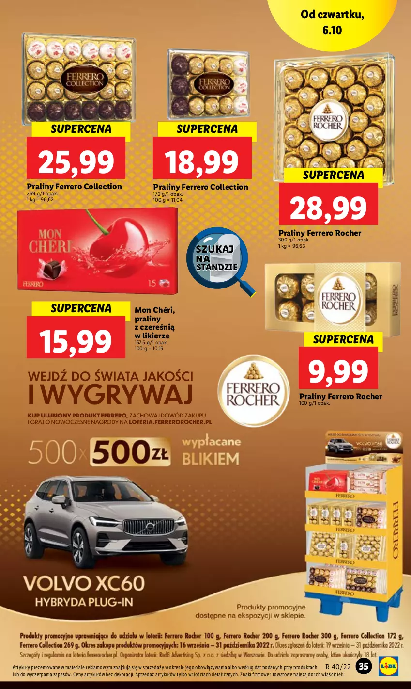 Gazetka promocyjna Lidl - GAZETKA - ważna 06.10 do 08.10.2022 - strona 35 - produkty: Ferrero, Ferrero Rocher, Likier, Mon Chéri, Praliny