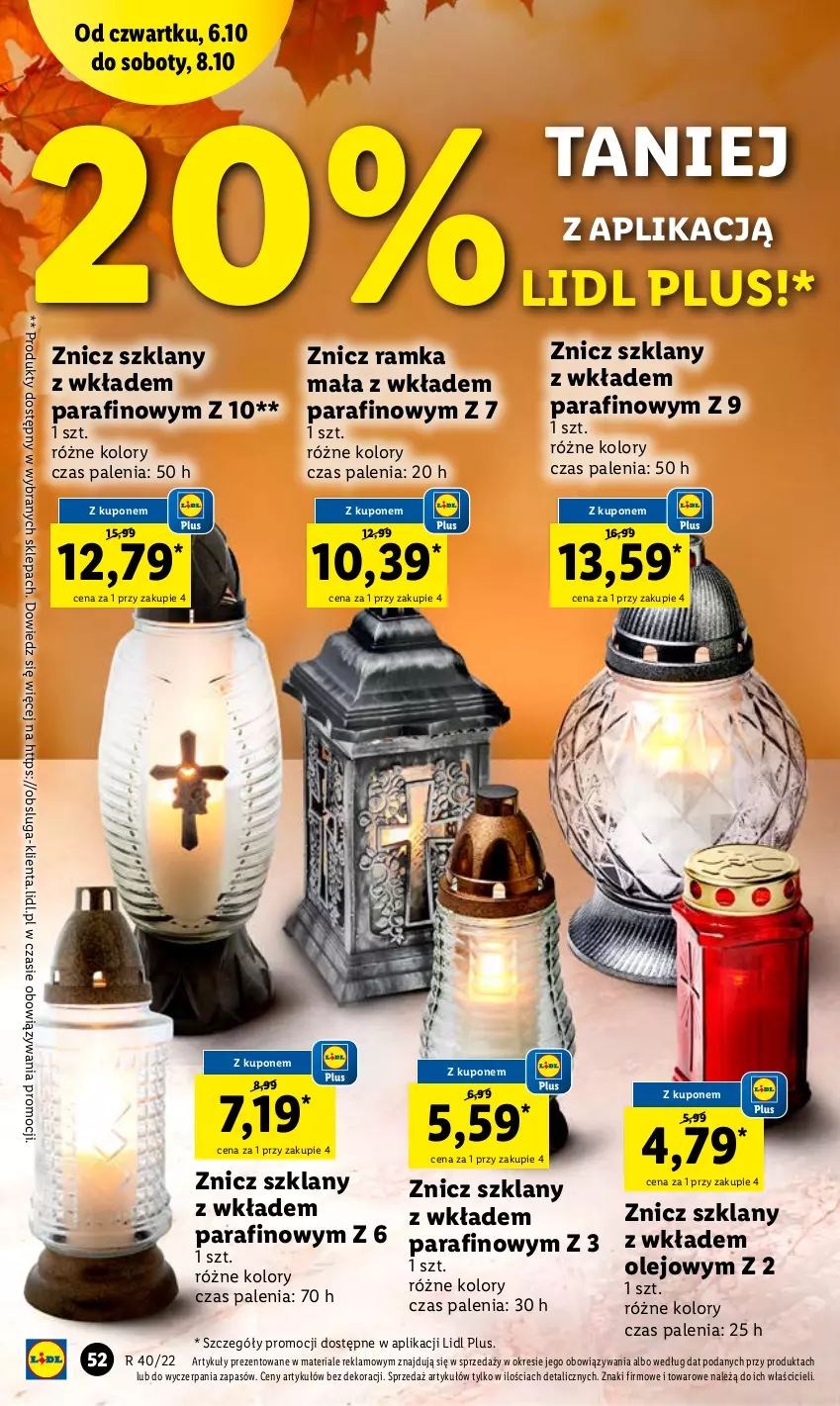 Gazetka promocyjna Lidl - GAZETKA - ważna 06.10 do 08.10.2022 - strona 52 - produkty: Olej, Ramka, Znicz