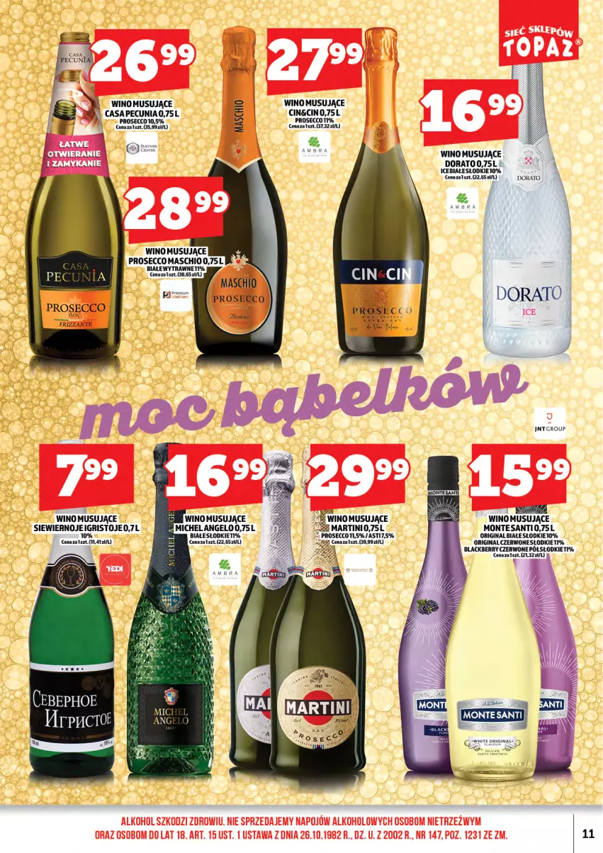 Gazetka promocyjna Topaz - Gazetka - ważna 17.11 do 30.11.2025 - strona 13 - produkty: Gin, Lack, Martini, Monte, Mus, Prosecco, Wino, Wino musujące