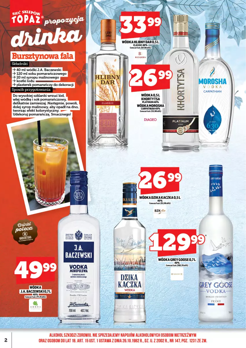 Gazetka promocyjna Topaz - Gazetka - ważna 17.11 do 30.11.2025 - strona 4 - produkty: Kaczka, Lanki, Mus, Olej, Sok, Sok pomarańczowy, Syrop, Wódka