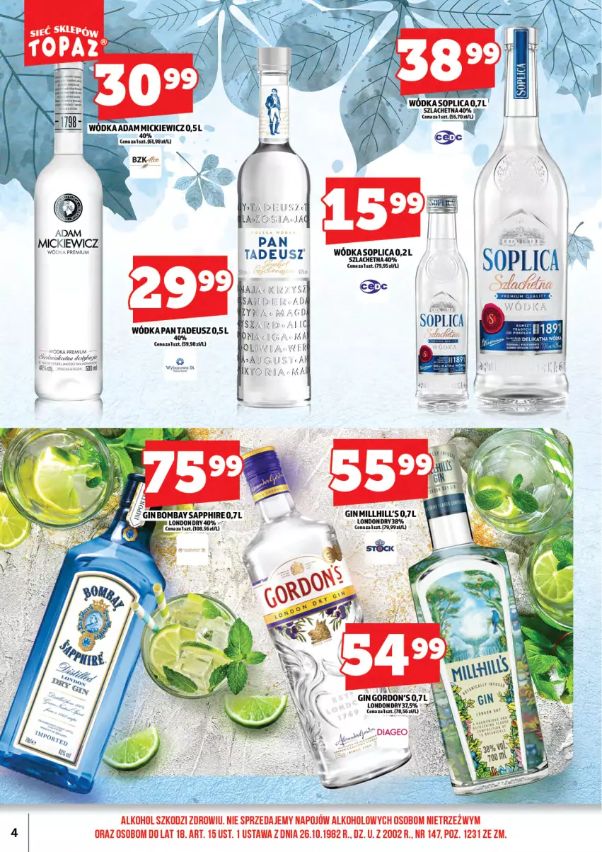 Gazetka promocyjna Topaz - Gazetka - ważna 17.11 do 30.11.2025 - strona 6 - produkty: Gin, Gordon's, Soplica, Top, Wódka, Wyborowa