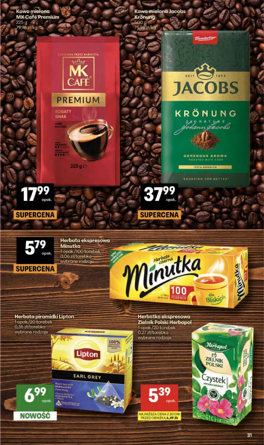Gazetka promocyjna Delikatesy Centrum - Franczyza DC14 Czwartek - ważna 02.04 do 08.04.2026 - strona 31 - produkty: Herbata, Jacobs, Kawa, Kawa mielona, Lipton, Torebka
