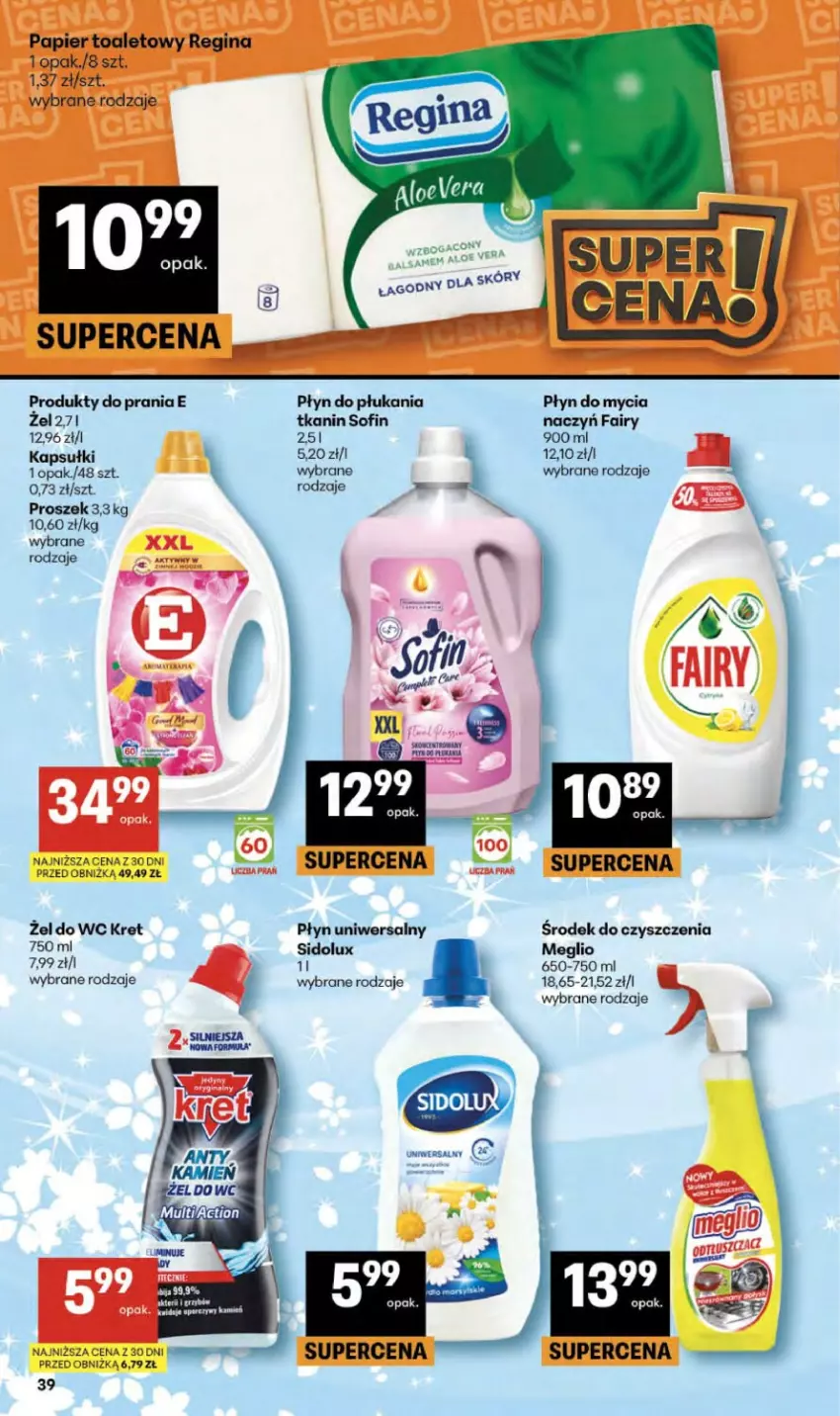 Gazetka promocyjna Delikatesy Centrum - Franczyza DC14 Czwartek - ważna 02.04 do 08.04.2026 - strona 39 - produkty: Fa, Fairy, Gin, Kret, Papier, Papier toaletowy, Płyn do mycia, Płyn do płukania, Sidolux