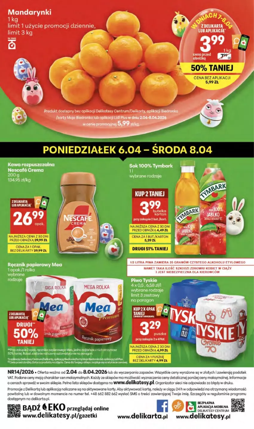 Gazetka promocyjna Delikatesy Centrum - Franczyza DC14 Czwartek - ważna 02.04 do 08.04.2026 - strona 41 - produkty: Gra, Koc, LG, Mandarynki, Mobil, Papier, Piec, Piwo, Por, Ręcznik, Rum, Sok, Tymbark, Tyskie