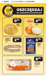 Gazetka promocyjna Netto - Artykuły spożywcze - Gazetka - ważna od 24.01 do 24.01.2024 - strona 4 - produkty: Cebula, Jaja, Parówki, Kajzerka, Pasztet, Stół, Kosz, Berlinki, Bułka, Kokos