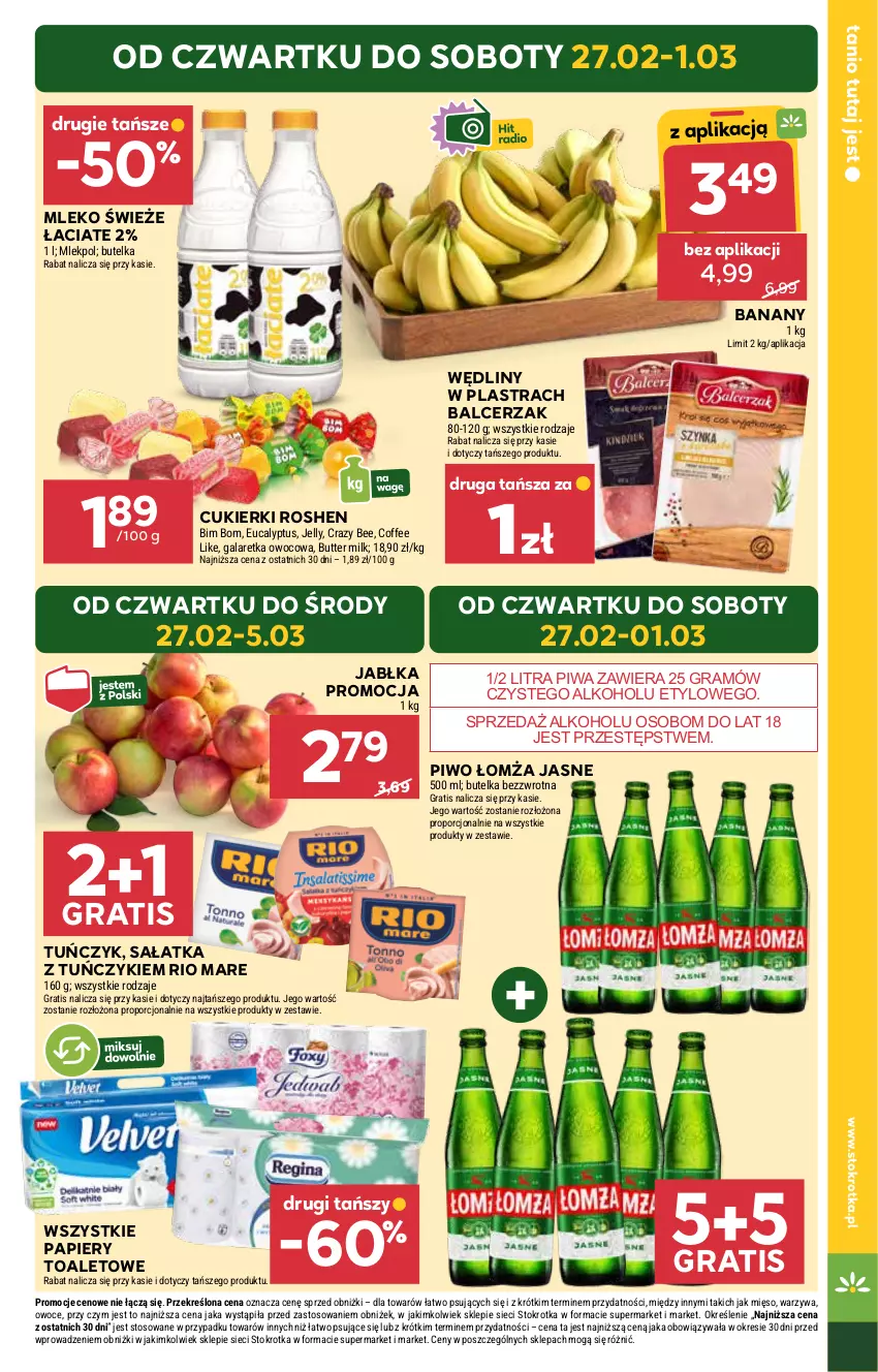 Gazetka promocyjna Stokrotka - Market Opole/Radom - ważna 27.02 do 05.03.2025 - strona 3 - produkty: Banany, Cukier, Cukierki, Gala, Galaretka, Gra, Jabłka, Mięso, Mleko, Owoce, Papier, Piwa, Piwo, Por, Rio Mare, Sałat, Sałatka, Tuńczyk, Warzywa