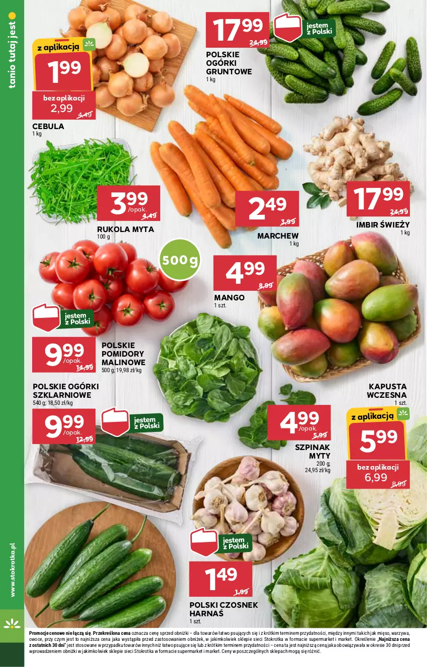 Gazetka promocyjna Stokrotka - Market Opole/Radom - ważna 27.02 do 05.03.2025 - strona 8 - produkty: Cebula, Czosnek, Grunt, Harnaś, Imbir, Mango, Mięso, Owoce, Pomidory, Rukola, Szpinak, Warzywa