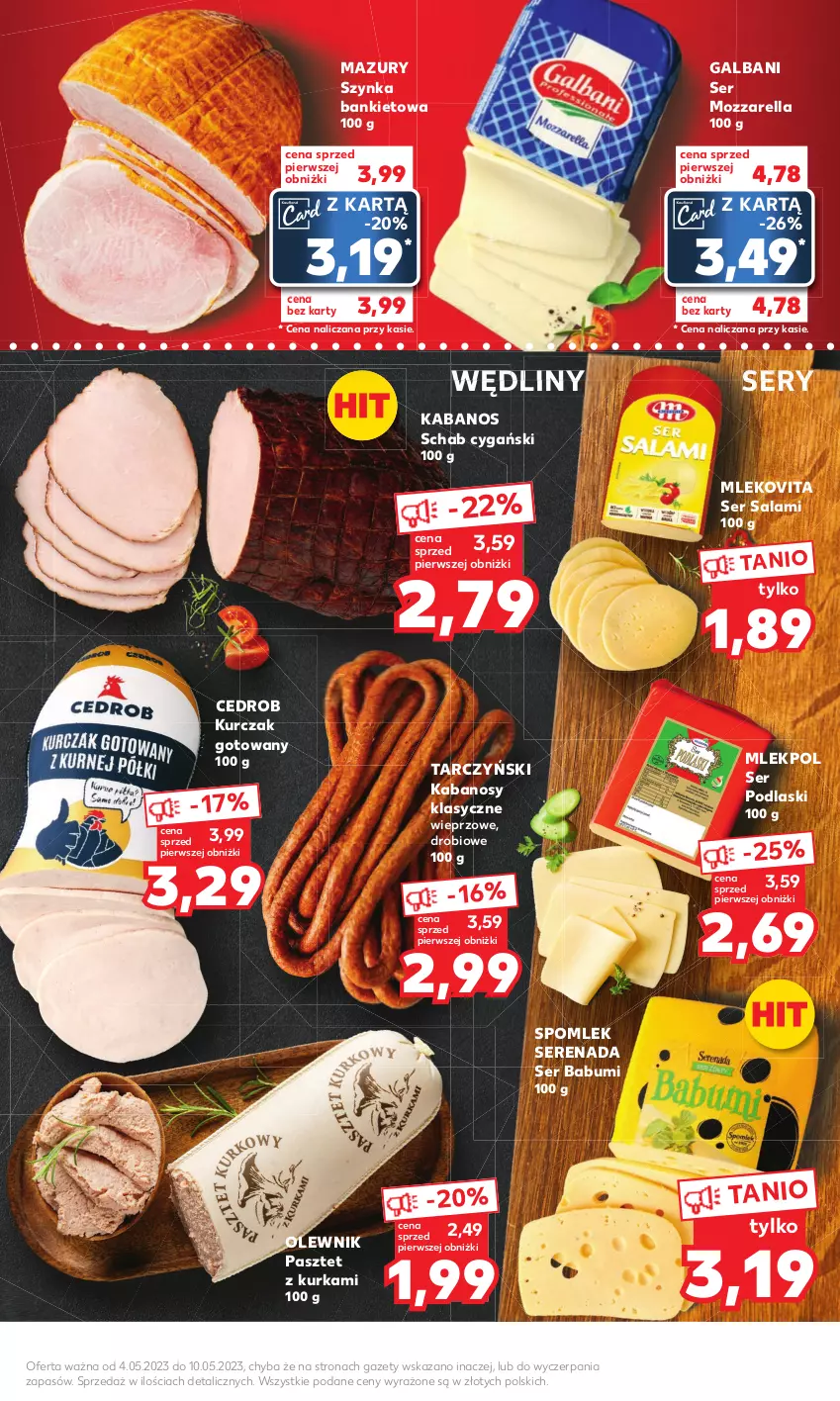 Gazetka promocyjna Kaufland - Mocny Start - ważna 08.05 do 10.05.2023 - strona 9 - produkty: Galbani, Kabanos, Kurczak, Kurczak gotowany, Mleko, Mlekovita, Mozzarella, Olewnik, Pasztet, Podlaski, Salami, Ser, Ser salami, Szynka, Tarczyński