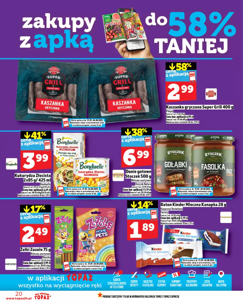 Gazetka promocyjna Topaz - Gazetka - ważna 31.07 do 06.08.2025 - strona 20 - produkty: Bonduelle, Danie gotowe, Kukurydza, LG, Top