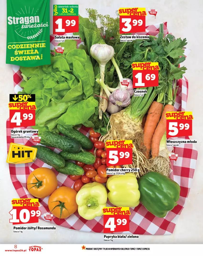 Gazetka promocyjna Topaz - Gazetka - ważna 31.07 do 06.08.2025 - strona 8 - produkty: Grunt, Masło, Ogórek, Papryka, Sałat, Sałata masłowa, Top