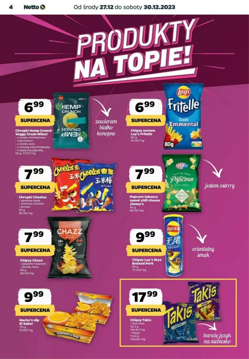 Gazetka promocyjna Netto - ważna 27.12 do 30.12.2023 - strona 24 - produkty: Chipsy, Chrupki, Fa, Ser