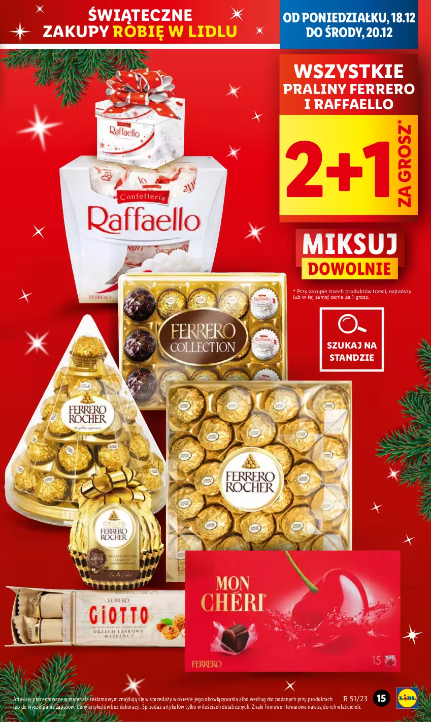 Gazetka promocyjna Lidl - GAZETKA - ważna 18.12 do 20.12.2023 - strona 15 - produkty: Fa, Ferrero, Praliny, Raffaello