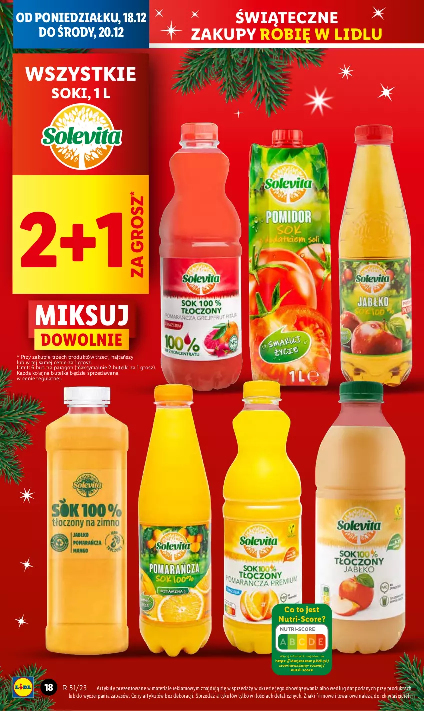 Gazetka promocyjna Lidl - GAZETKA - ważna 18.12 do 20.12.2023 - strona 18 - produkty: Olej, Sok, Wazon