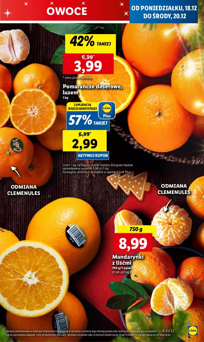 Gazetka promocyjna Lidl - GAZETKA - ważna 18.12 do 20.12.2023 - strona 21 - produkty: Deser, Gra, Mandarynki, Olej, Owoce, Pomarańcze, Ser, Warzywa, Warzywa i owoce