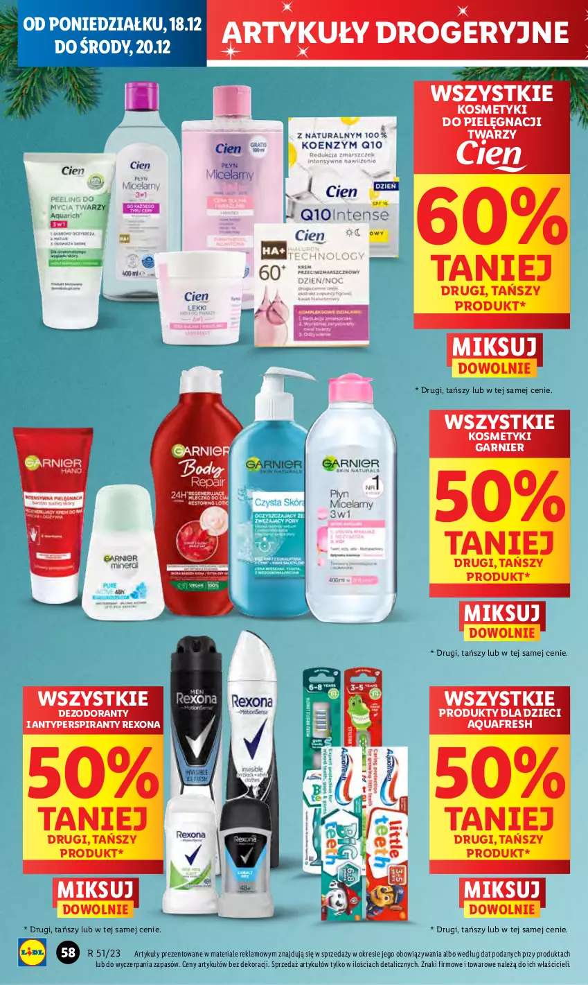 Gazetka promocyjna Lidl - GAZETKA - ważna 18.12 do 20.12.2023 - strona 66 - produkty: Antyperspirant, Aquafresh, Dezodorant, Dzieci, Garnier, Kosmetyki do pielęgnacji, Rexona