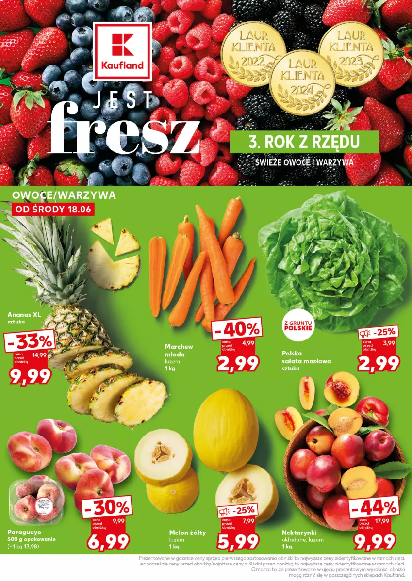 Gazetka promocyjna Kaufland - Mocny Start - ważna 23.06 do 25.06.2025 - strona 12 - produkty: Ananas, Grunt, Masło, Melon, Nektar, Owoce, Sałat, Sałata masłowa, Warzywa