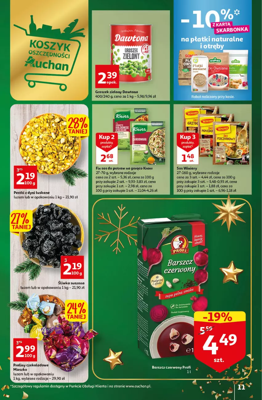 Gazetka promocyjna Auchan - Gazetka Magia Oszczędzania Auchan Hipermarket - ważna 24.11 do 30.11.2022 - strona 11 - produkty: Bezy, Dawtona, Groszek, Knorr, Praliny, Sos, Winiary, Zupa