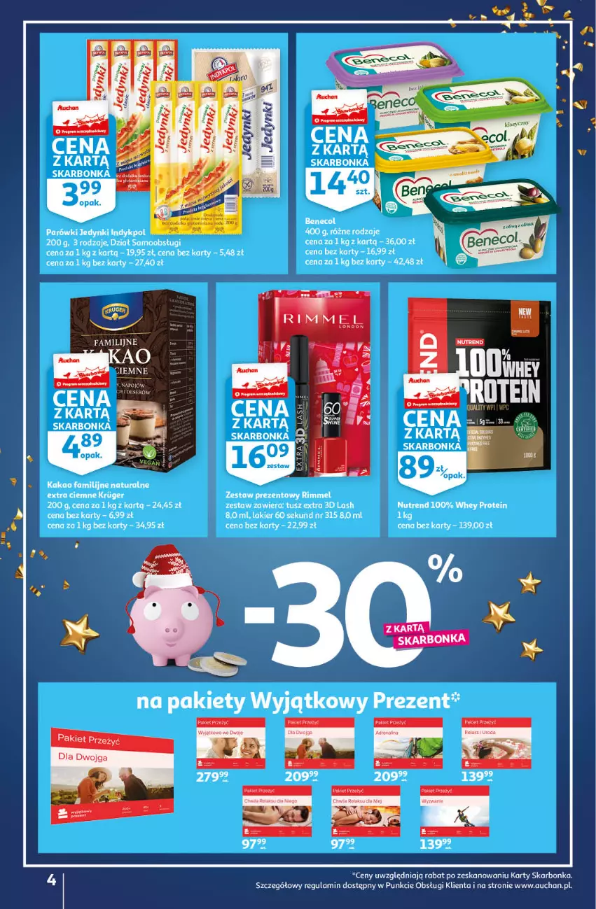 Gazetka promocyjna Auchan - Gazetka Magia Oszczędzania Auchan Hipermarket - ważna 24.11 do 30.11.2022 - strona 4 - produkty: Deser, Fa, Kakao, Lakier, Parówki, Ser, Tusz