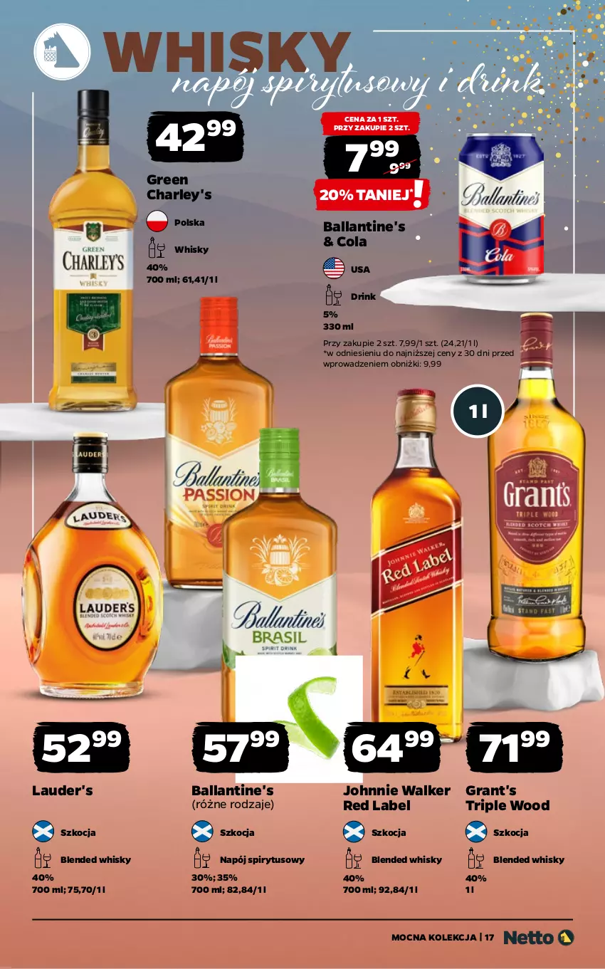Gazetka promocyjna Netto - Alkohole - Mocne - ważna 22.12.2025 do 03.01.2026 - strona 17 - produkty: Ballantine's, Gra, Grant's, Johnnie Walker, Koc, Lauder's, Napój, Whisky