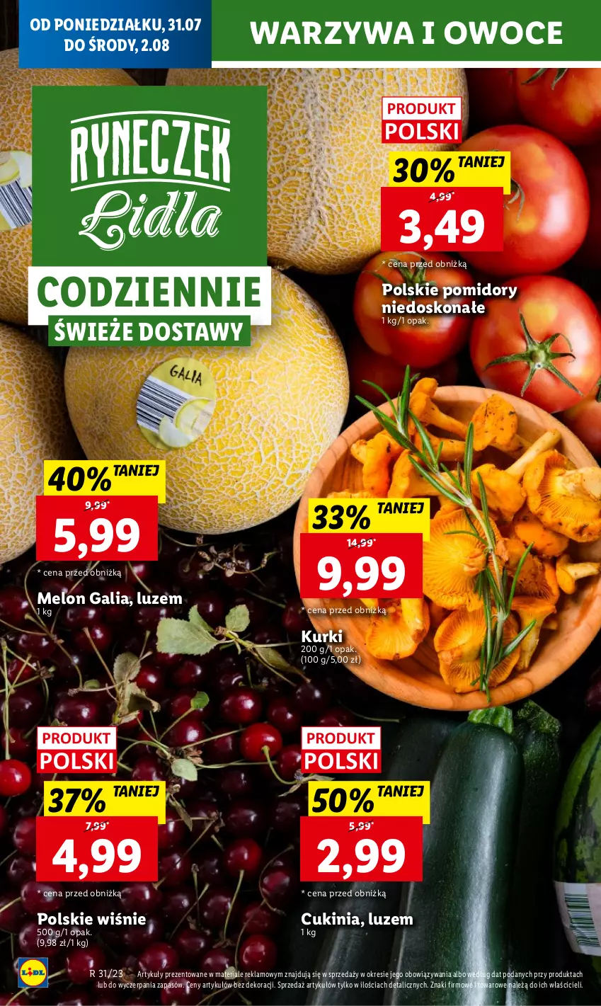 Gazetka promocyjna Lidl - GAZETKA - ważna 31.07 do 05.08.2023 - strona 22 - produkty: Melon, Owoce, Pomidory, Warzywa, Warzywa i owoce