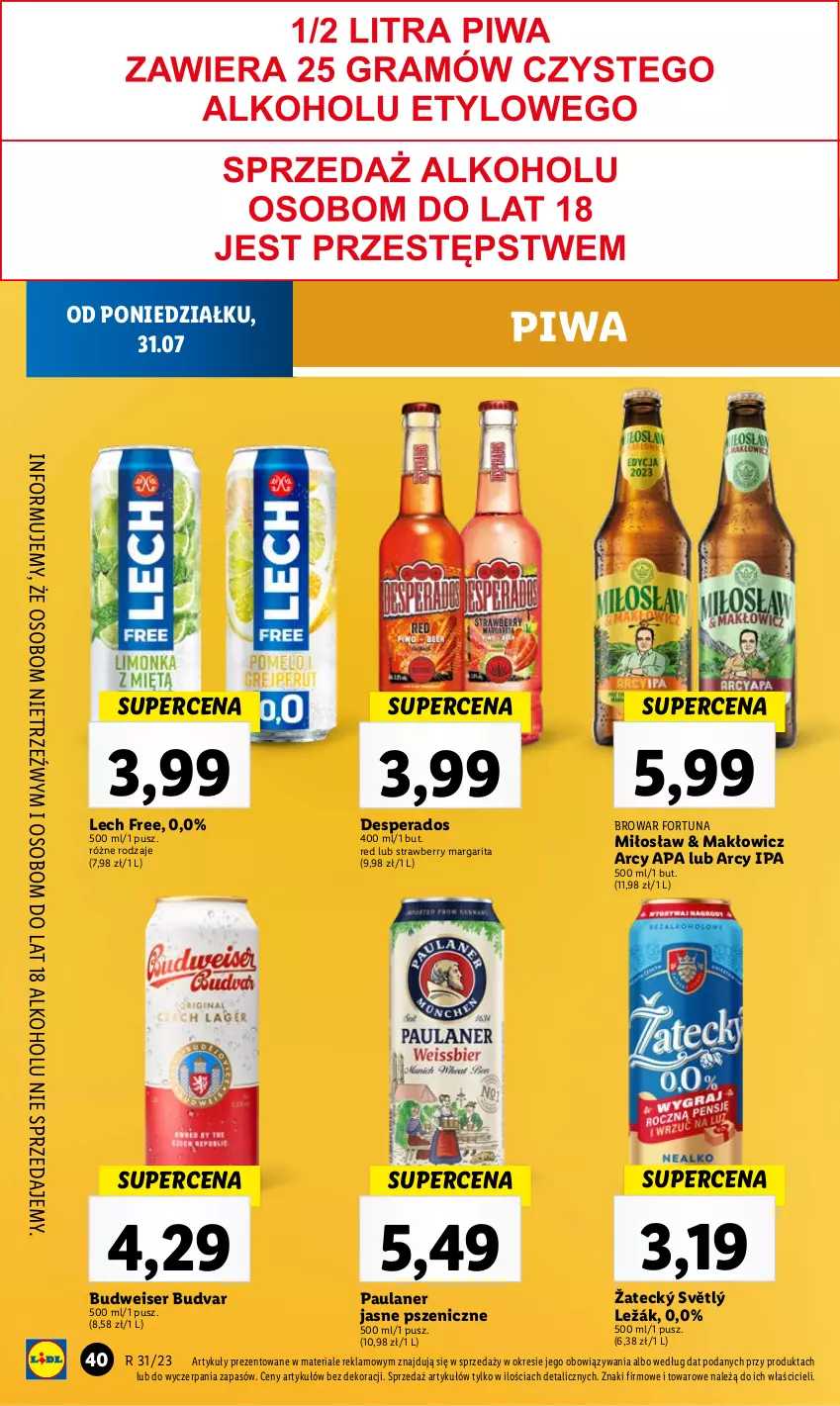 Gazetka promocyjna Lidl - GAZETKA - ważna 31.07 do 05.08.2023 - strona 52 - produkty: Desperados, Fortuna, Piwa, Ser