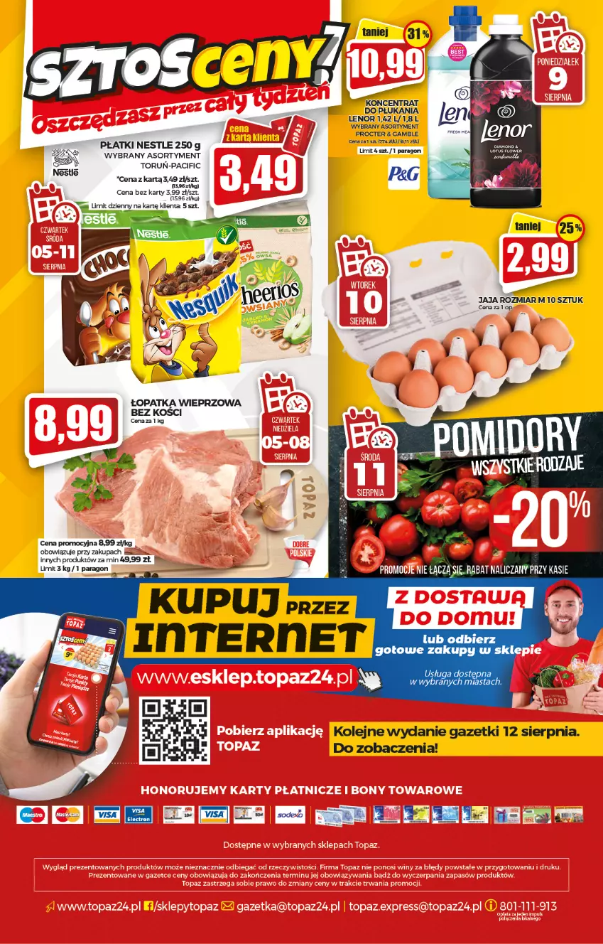 Gazetka promocyjna Topaz - Gazetka - ważna 05.08 do 11.08.2021 - strona 20 - produkty: Cif, Jaja, Lenor, Olej