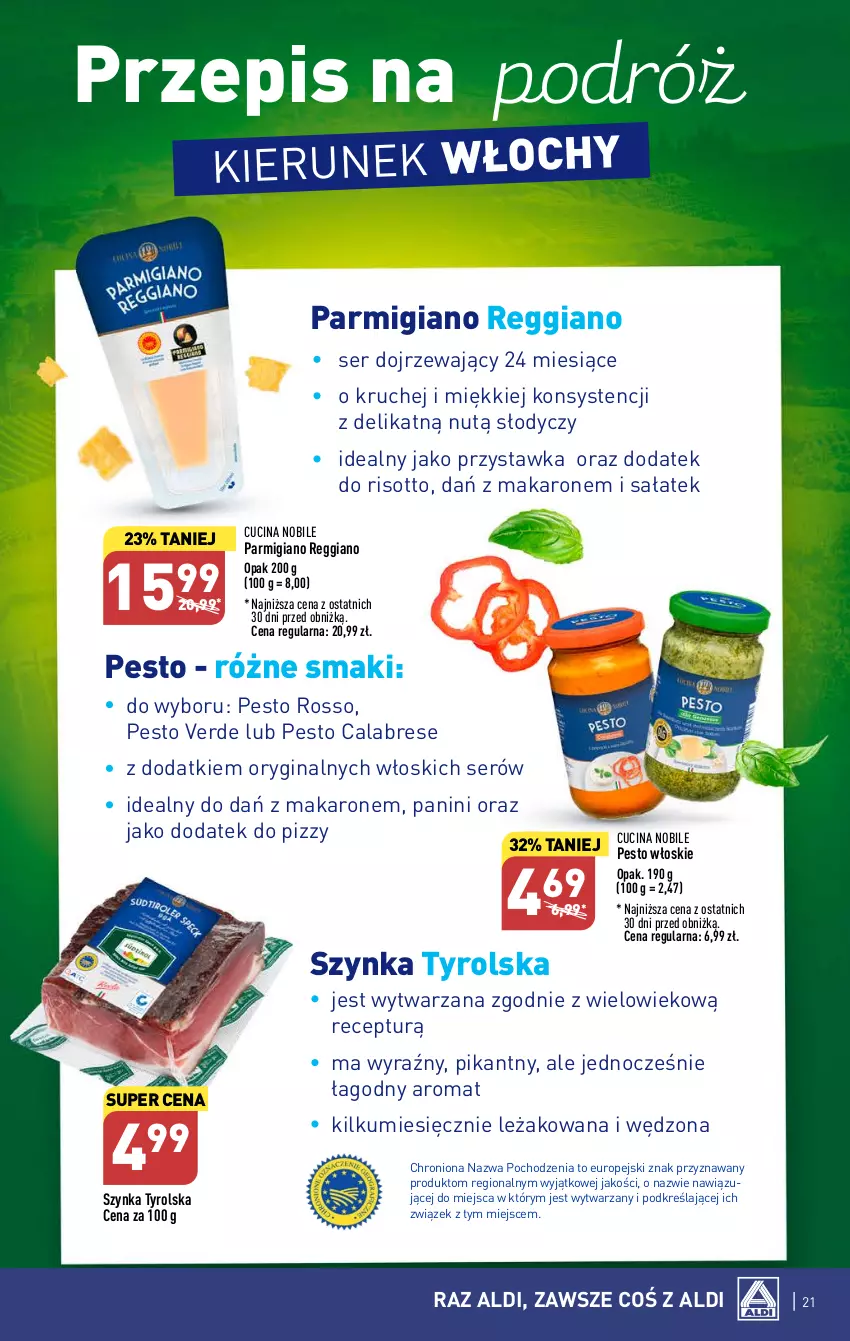 Gazetka promocyjna Aldi - Pełna oferta - ważna 17.07 do 22.07.2023 - strona 21 - produkty: Gin, Makaron, Pesto, Sałat, Ser, Szynka