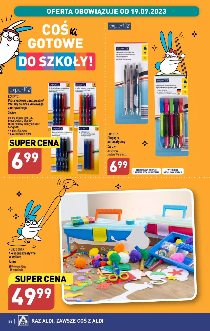 Gazetka promocyjna Aldi - Pełna oferta - ważna 17.07 do 22.07.2023 - strona 32 - produkty: Długopis, Pióra kulkowego