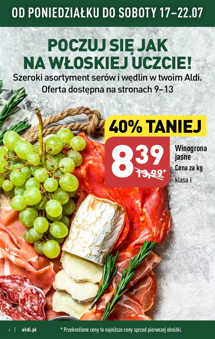 Gazetka promocyjna Aldi - Pełna oferta - ważna 17.07 do 22.07.2023 - strona 4 - produkty: Ser, Wino, Winogrona