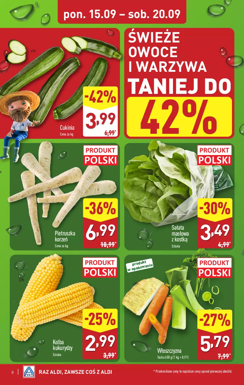 Gazetka promocyjna Aldi - Oferta weekendowa - ważna 18.09 do 20.09.2025 - strona 8 - produkty: Masło, Owoce, Pietruszka, Sałat, Sałata masłowa, Warzywa