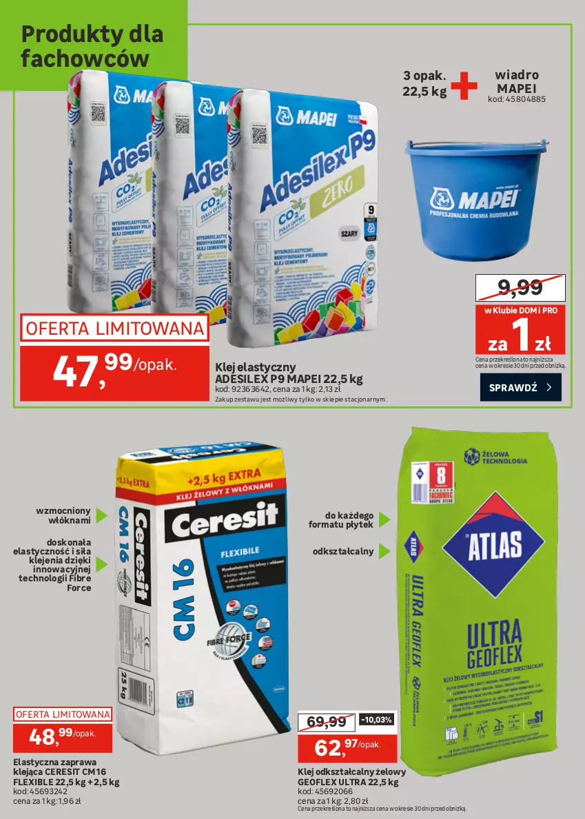 Gazetka promocyjna Leroy Merlin - Gazetka Leroy Merlin - ważna 25.03 do 21.04.2026 - strona 34 - produkty: Cement, Ceresit, Fa, Geoflex, Gładź polimerowa, Klej, Klej elastyczny, Mop, Wiadro, Wylewka samopoziomująca