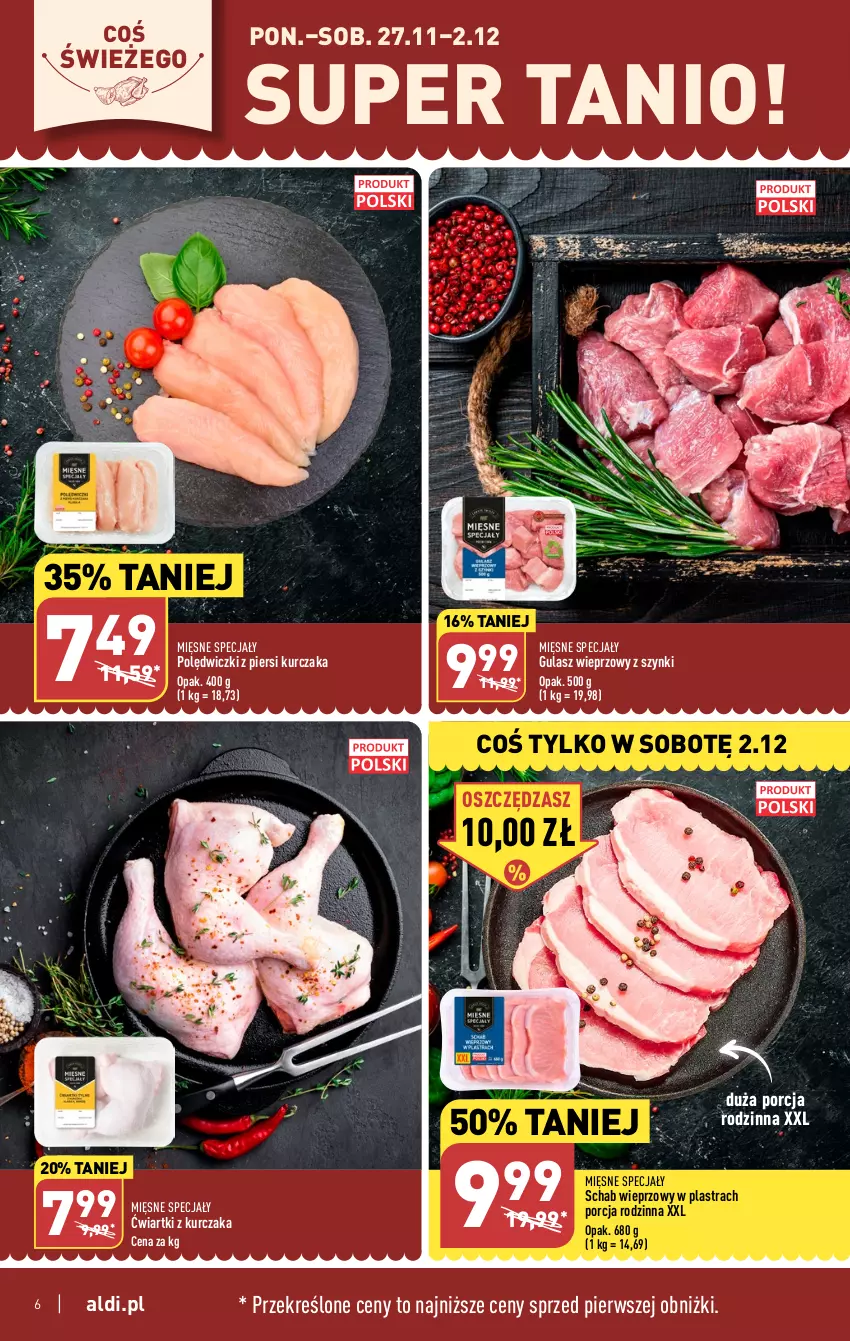 Gazetka promocyjna Aldi - Pełna oferta - ważna 27.11 do 02.12.2023 - strona 6 - produkty: Kurczak, Mięsne specjały, Por, Schab wieprzowy
