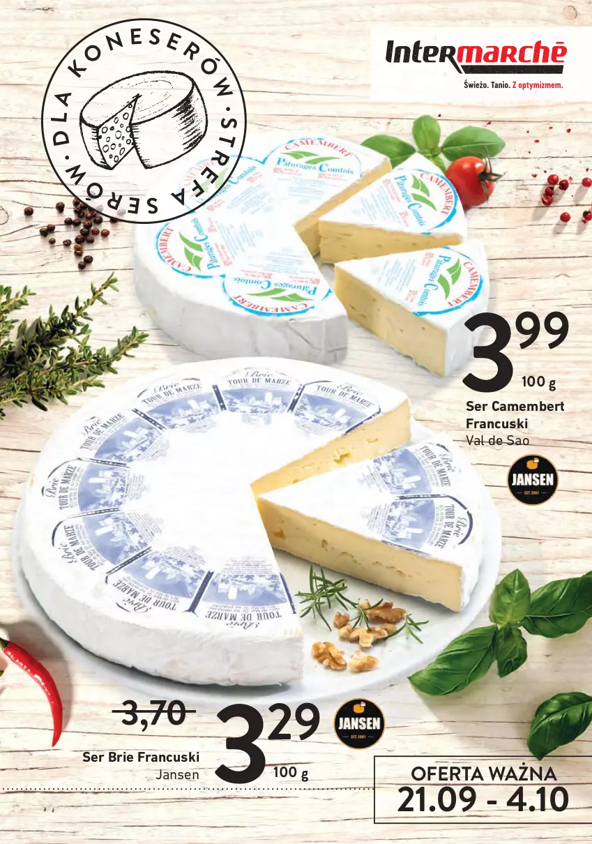 Gazetka promocyjna Intermarche - Sery - ważna 21.09 do 04.10.2021 - strona 1 - produkty: Brie, Camembert, Ser