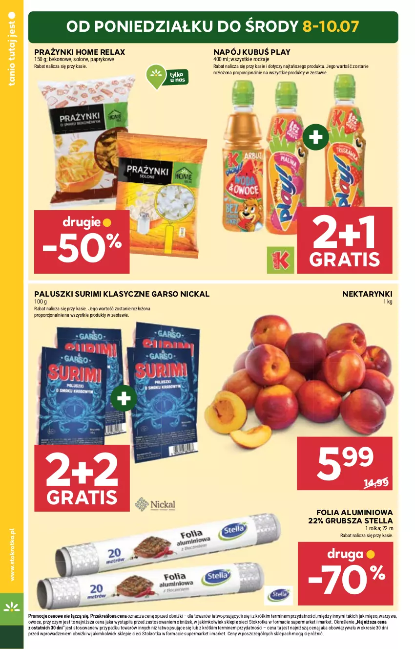 Gazetka promocyjna Stokrotka - Supermarket - ważna 04.07 do 10.07.2024 - strona 6 - produkty: Beko, Folia aluminiowa, Gra, Kubuś, Mięso, Napój, Nektar, Owoce, Por, Surimi, Warzywa