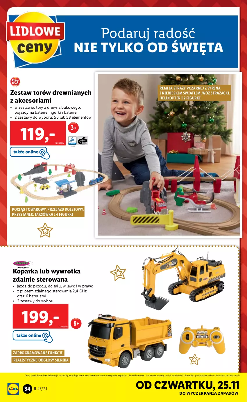 Gazetka promocyjna Lidl - GAZETKA - ważna 22.11 do 28.11.2021 - strona 34 - produkty: Bateria, Gra, Helikopter, Olej, Parka, Pociąg, Pojazd, Wóz strażacki, Wywrotka