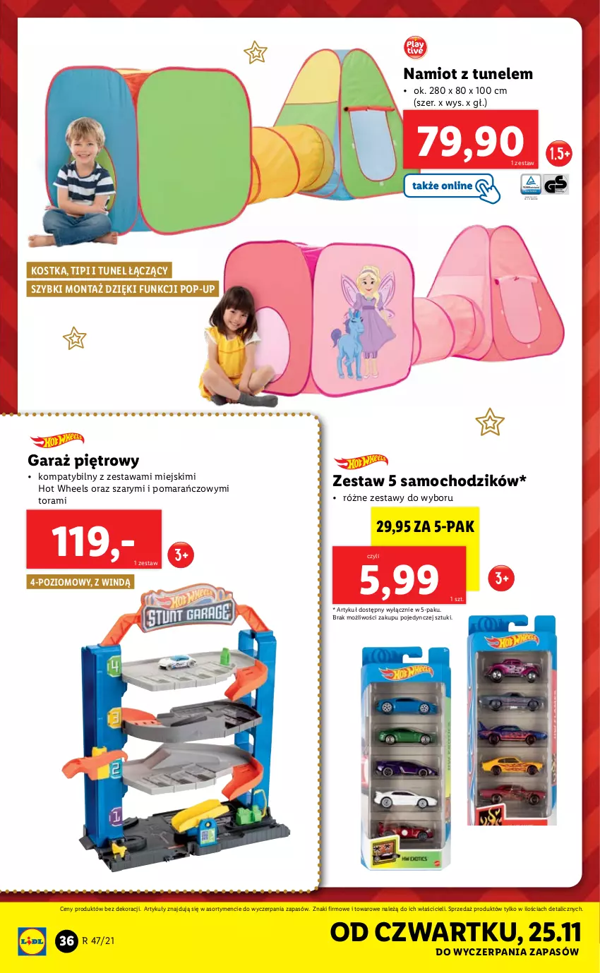 Gazetka promocyjna Lidl - GAZETKA - ważna 22.11 do 28.11.2021 - strona 36 - produkty: Chodzik, Garaż, Hot Wheels, Namiot, Tunel