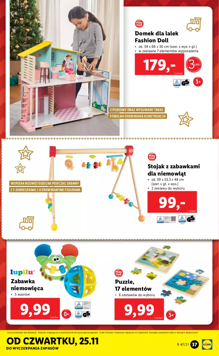 Gazetka promocyjna Lidl - GAZETKA - ważna 22.11 do 28.11.2021 - strona 37 - produkty: Domek dla lalek, Fa, Puzzle, Stojak, Zabawka