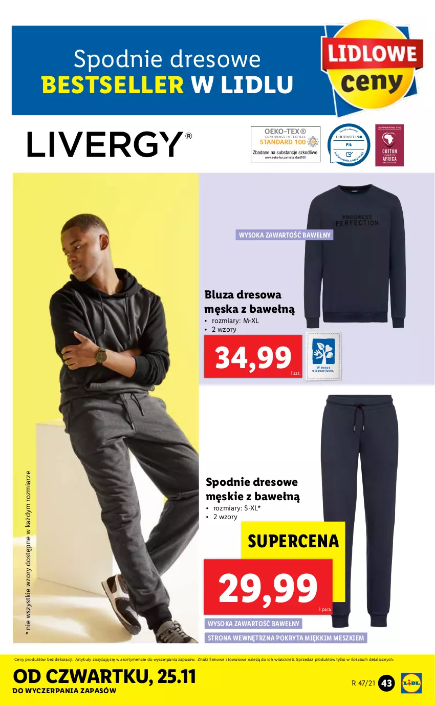 Gazetka promocyjna Lidl - GAZETKA - ważna 22.11 do 28.11.2021 - strona 43 - produkty: Bluza, Bluza dresowa, Dres, Sok, Spodnie, Spodnie dresowe