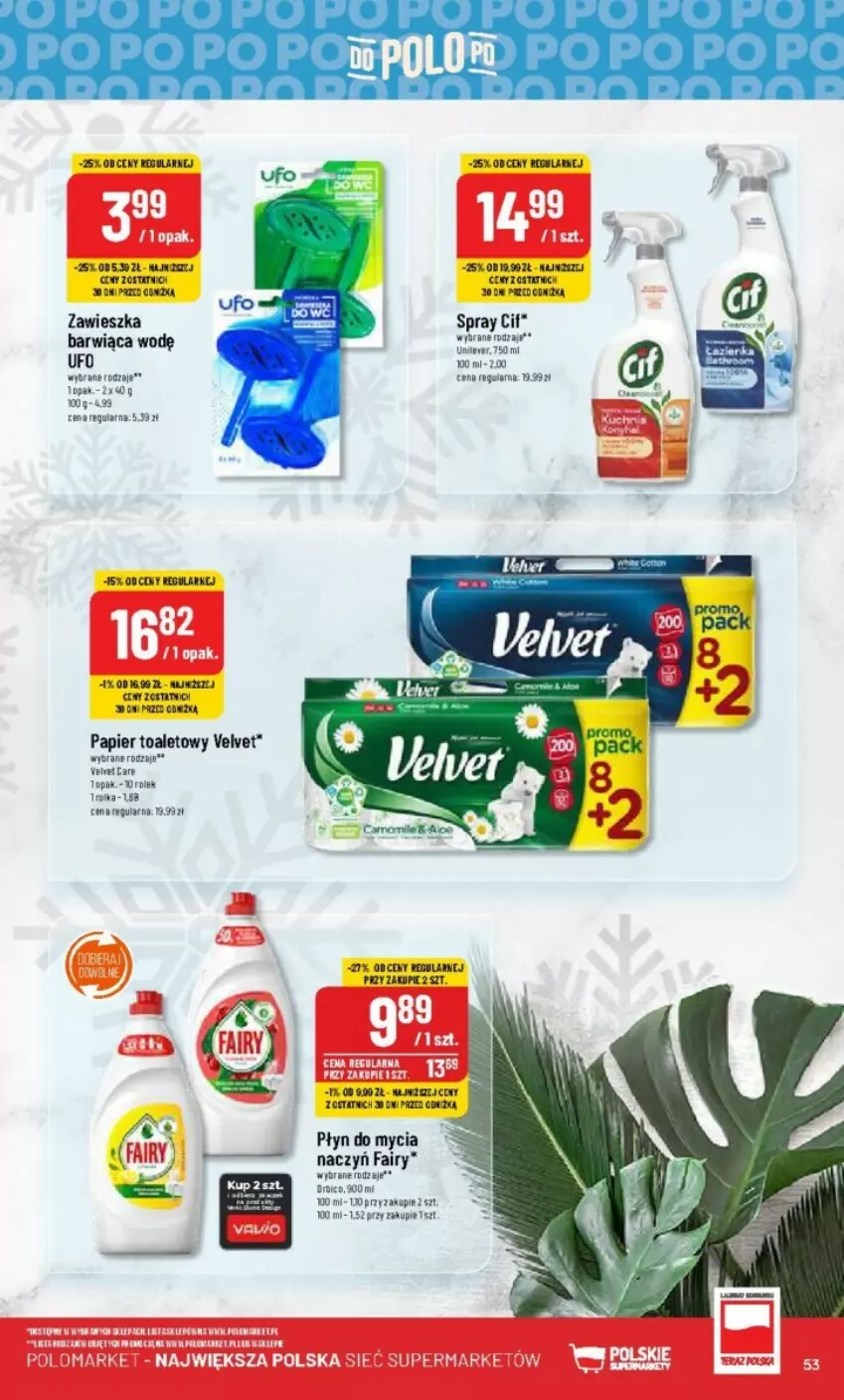 Gazetka promocyjna PoloMarket - ważna 10.01 do 16.01.2024 - strona 49 - produkty: Cif, Do mycia naczyń, Fa, Fairy, Noż, Papier, Papier toaletowy, Płyn do mycia, Płyn do mycia naczyń, Top, Velvet